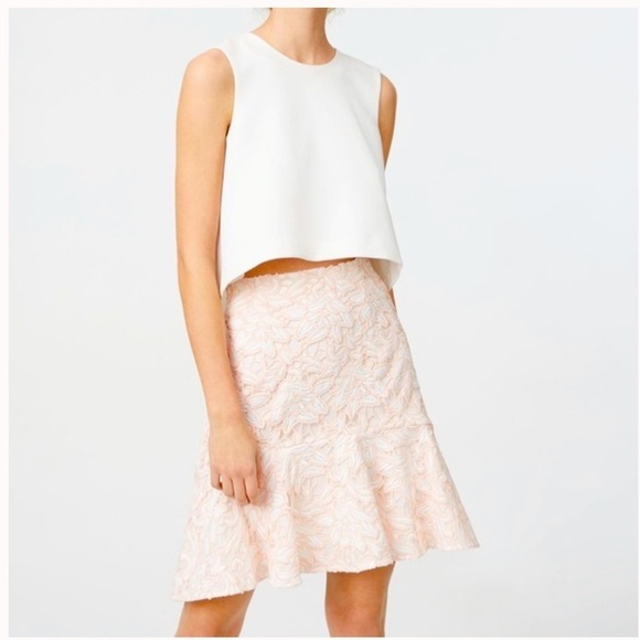 Club Monaco | Riggins Lace Overlay Flounce Skirt Pink Cream Size 8 NEW - Picture 1 of 5